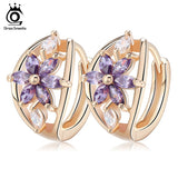 ORSA JEWELS Luxury Champagne Gold Flower Small Stud Earrings with Zircon Stone Women Birthday Gift Bijouterie OME33