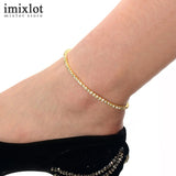 One Row Clear Crystal Tennis Silver Gold Stretch Anklet Foot Chain Leg Bracelet Rhinestone Ankle Bracelet tornozeleira femininas