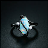 Oval Opal Stone Ring Black Gold Color Rings Fashion Jewelry For Women and Man Party Gift Wholesale Anillos Mujer