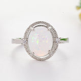 Oval Opal Stone Ring Black Gold Color Rings Fashion Jewelry For Women and Man Party Gift Wholesale Anillos Mujer