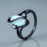 Oval Opal Stone Ring Black Gold Color Rings Fashion Jewelry For Women and Man Party Gift Wholesale Anillos Mujer