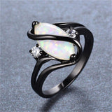 Oval Opal Stone Ring Black Gold Color Rings Fashion Jewelry For Women and Man Party Gift Wholesale Anillos Mujer