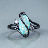 Oval Opal Stone Ring Black Gold Color Rings Fashion Jewelry For Women and Man Party Gift Wholesale Anillos Mujer