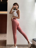 Oyoo Unique Design Sexy Pink Yoga Pants Seamless High Waist Athletic Sport Leggings Olive Workout Jogging Pants For Women