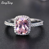 RongXing Purple/Green/Blue/White/Yellow/Pink Zircon Rings For Women 925 Sterling Silver Filled Multicolor Birthstone Ring HR051