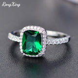 RongXing Purple/Green/Blue/White/Yellow/Pink Zircon Rings For Women 925 Sterling Silver Filled Multicolor Birthstone Ring HR051