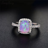 RongXing White/Blue/Green/Purple/Orange Fire Opal Rings For Women 925 Sterling Silver Filled Colorful Ring Fashion Jewelry HR051