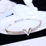 SUPIN V Letter Design Best Zircon Rose Gold And White Simple Jewelry Bracelets & Bangle For Women And Girls