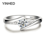 Sent Certificate of Silver! YINHED 100% Pure 925 Sterling Silver Ring Set Luxury 0.5 ct CZ Diamant Wedding Rings for Women ZR327