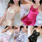 Spaghetti Strap Womens Silk Nightgowns Sleepwear Satin Night Dress Babydoll Sexy Lingerie Nightdress Lace Sleepshirt Night Gown