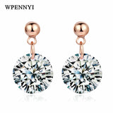 Sparkling Classic Drop Earrings 10mm 3.5ct Clear Round Cubic Zirconia Rose Gold Color Woman Fashion Jewelry Wholesale Gifts