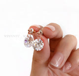 Sparkling Classic Drop Earrings 10mm 3.5ct Clear Round Cubic Zirconia Rose Gold Color Woman Fashion Jewelry Wholesale Gifts