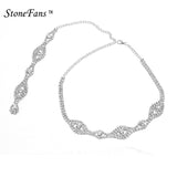 StoneFans Bridal Back Drop Crystal Necklace Wedding Jewelry Brides Chunky Linked Statement Collar Necklace Choker Fashion Gifts