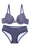 Striped bra set sexy lingerie set underwire underwear push up intimates women bra and panties brief sets