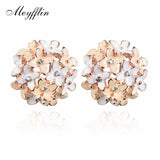 Stud Earrings for Women Female 2017 Boucle d'oreille Crystal Flower Clover Earring Gold Bijoux Jewelry Brincos Mujer