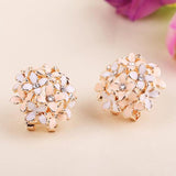 Stud Earrings for Women Female 2017 Boucle d'oreille Crystal Flower Clover Earring Gold Bijoux Jewelry Brincos Mujer