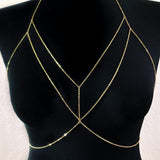 Summer Gold Silver Body Chain Link Bra Multilayer Sexy Beach Bikini Chain Harness Necklaces Women Bodychain Boho Jewelry Gift