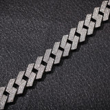 THE BLING KING 20mm Prong Cuban Link Chains Necklace Fashion Hiphop Jewelry 3 Row Rhinestones Iced Out Necklaces For Men