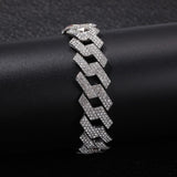 THE BLING KING 20mm Prong Cuban Link Chains Necklace Fashion Hiphop Jewelry 3 Row Rhinestones Iced Out Necklaces For Men