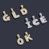 TOPGRILLZ  Micropave  AAA+ Zircon  Custom Name Bubble Letters ICED OUT Pendant Necklace with rope Chain and Tennis Chain DIY