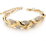 TOUCHEART Braided Gold color Leaf Bracelets & Bangles With Stones Luxury Crystal Bracelets For Women Wedding Jewelry Sbr140296