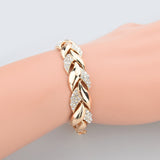 TOUCHEART Braided Gold color Leaf Bracelets & Bangles With Stones Luxury Crystal Bracelets For Women Wedding Jewelry Sbr140296