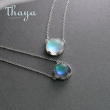 Thaya 55cm Aurora Pendant Necklace Halo Crystal Gemstone s925 Silver Scale Light Necklace for Women Elegant Jewelry Gift