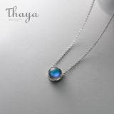 Thaya 55cm Aurora Pendant Necklace Halo Crystal Gemstone s925 Silver Scale Light Necklace for Women Elegant Jewelry Gift