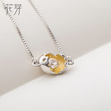 Thaya Gold Cocoon-Break Pendant Necklaces 925 Silver Pure Zircon Diamond Box Chain Link Necklace Women Elegant Jewelry '39+4cm'