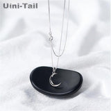 Uini-Tail hot new 925 sterling silver Korean sweet moon short necklace temperament Crescent Bay clavicle chain female GN441