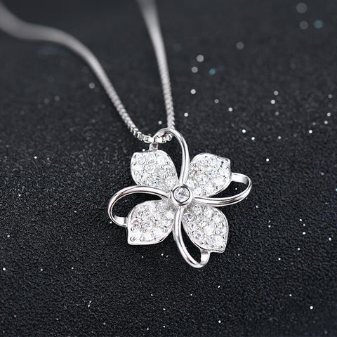 Utimtree 2019 New Four Leaf Clover Choker Necklace Jewelry Flower 925 Silver Pendants Necklaces Chain Birthday Gift For Women