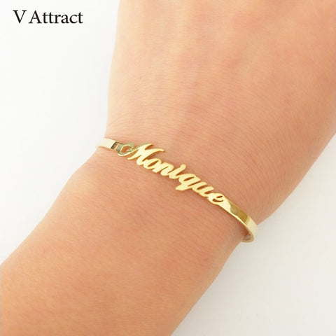 V Attract Personalized Hand Link BFF Jewelry Kpop Custom Name Bracelets Bangles Women Men Bijoux Femme Gold Erkek Bileklik 2018