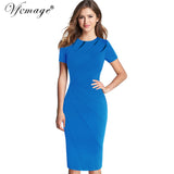 Vfemage Womens Autumn Winter Elegant Patchwork Slim Casual Work Business Office Party Fitted Bodycon Pencil Sheath Dress 4682