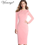 Vfemage Womens Autumn Winter Elegant Patchwork Slim Casual Work Business Office Party Fitted Bodycon Pencil Sheath Dress 4682