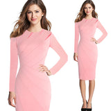 Vfemage Womens Autumn Winter Elegant Patchwork Slim Casual Work Business Office Party Fitted Bodycon Pencil Sheath Dress 4682