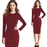 Vfemage Womens Autumn Winter Elegant Patchwork Slim Casual Work Business Office Party Fitted Bodycon Pencil Sheath Dress 4682