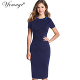 Vfemage Womens Autumn Winter Elegant Patchwork Slim Casual Work Business Office Party Fitted Bodycon Pencil Sheath Dress 4682