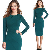 Vfemage Womens Autumn Winter Elegant Patchwork Slim Casual Work Business Office Party Fitted Bodycon Pencil Sheath Dress 4682