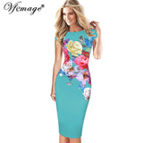 Vfemage Womens Elegant Flower Floral Printed Ruched Cap Sleeve Ruffle Casual bridesmaid Mother of Bride Evening Party Dress 3077