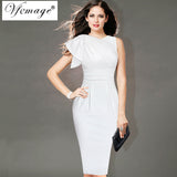 Vfemage Womens Elegant Ruffle Sleeve Ruched Party Wear To Work Fitted Stretch Slim Wiggle Pencil Sheath Bodycon Dress 1157