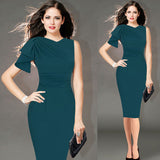 Vfemage Womens Elegant Ruffle Sleeve Ruched Party Wear To Work Fitted Stretch Slim Wiggle Pencil Sheath Bodycon Dress 1157