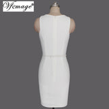 Vfemage Womens Elegant Sleeveless Belted Wear To Work Office Business Party Casual Summer Bodycon Slim Fitted Pencil Dress 6406