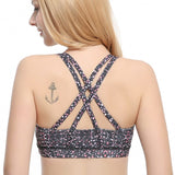 Woman Yoga Sports Bra Gym Fitness Running Exercising Cross-shaped Back Design Beautiful Pattern Printing Breathable Wear SCL101