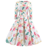 Elegant Christmas Dress Autumn Vintage Party Dress Snowflake White Autumn Winter Dress Vestidos