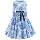 Elegant Christmas Dress Autumn Vintage Party Dress Snowflake White Autumn Winter Dress Vestidos