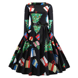 Elegant Christmas Dress Autumn Vintage Party Dress Snowflake White Autumn Winter Dress Vestidos