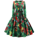 Elegant Christmas Dress Autumn Vintage Party Dress Snowflake White Autumn Winter Dress Vestidos