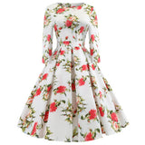 Elegant Christmas Dress Autumn Vintage Party Dress Snowflake White Autumn Winter Dress Vestidos