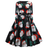 Elegant Christmas Dress Autumn Vintage Party Dress Snowflake White Autumn Winter Dress Vestidos
