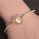 Women Fashion Bridal Jewelry Flower Opal Charm Bracelets Gold Color Crystal Statement Bracelets & Bangles